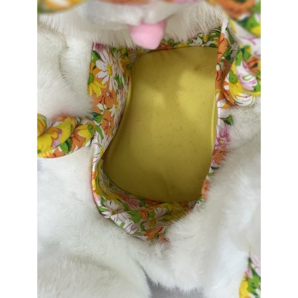 Vintage Kids Of America Plush Bunny Rabbit Easter Basket Polka Dots Floral Daisy - Picture 9 of 16